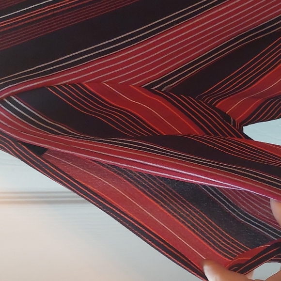 Berry-tone Striped, Split Sleeve, V-Neck faux wrap - Picture 5 of 11